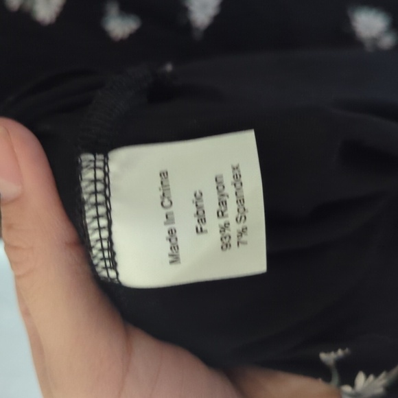 Small Show Maternity Black with Daisy Print Short Sleeve Cinch Middle Dress XL - Picture 6 of 6